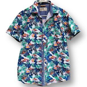 Free Planet Hawaiian Button Front Short Sleeve Shirt size Medium